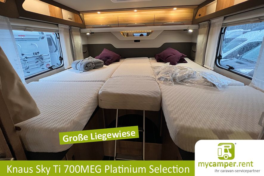 Buchungslücken Deluxe Wohnmobil mieten Knaus Sky Ti 700MEG Platinum Selection Autark Solar - Automatik 9-Gang mit 180 PS Diesel - Dachklima- - Raumbad - Längsbetten - Sat und Smart TV VOLL auch als 4T in Kerken