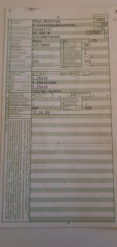 Suzuki GS 550 Laser/Katana , Bj 81/83, kompl, Ersatzteile/Motor in Weede 