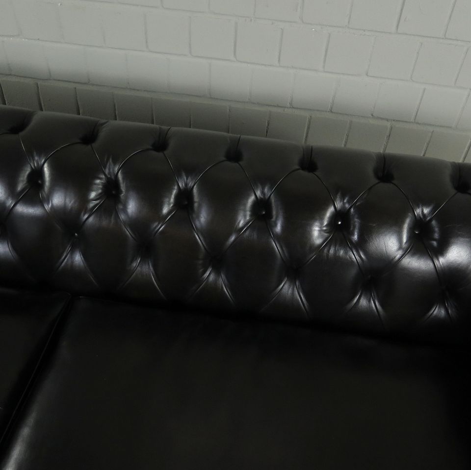 20913 Chesterfield Sofa Couch Leder Schwarz 2.40 m in München