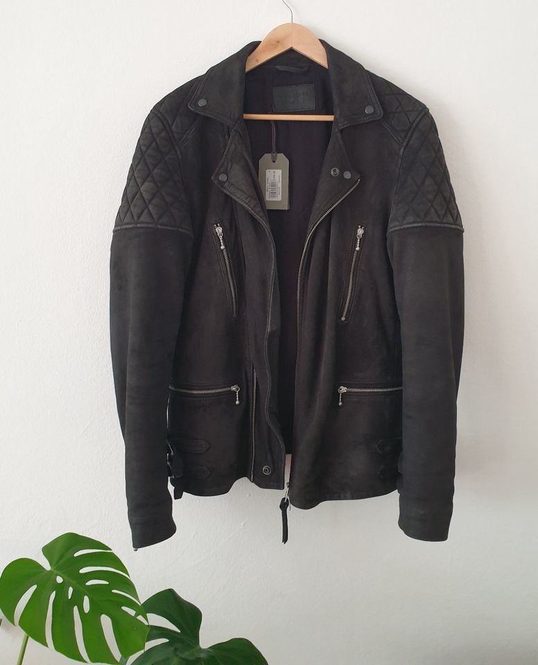 NEU AllSaints LEATHER Wildleder Kenji Biker Jacke Herren Schwarz in Berlin