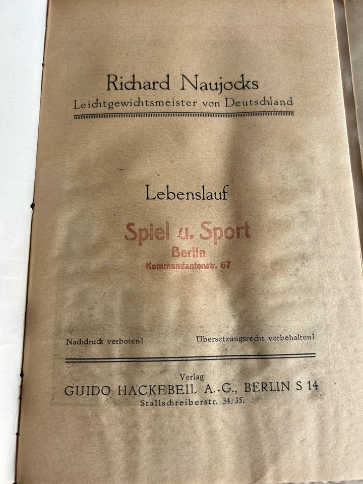 Boxsport 1922 mit Eintrittskarten und Biografien in Zeithain