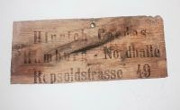 Holzschild Hamburg Hinrich Cordes Repsoldstr. 49 antik Sachsen - Hainewalde Vorschau