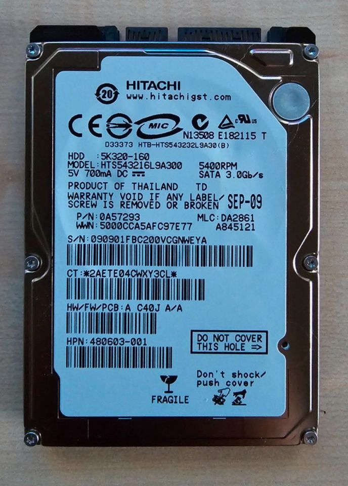 Hitachi 160GB HDD HTS543216L9A300 in Wüstenrot