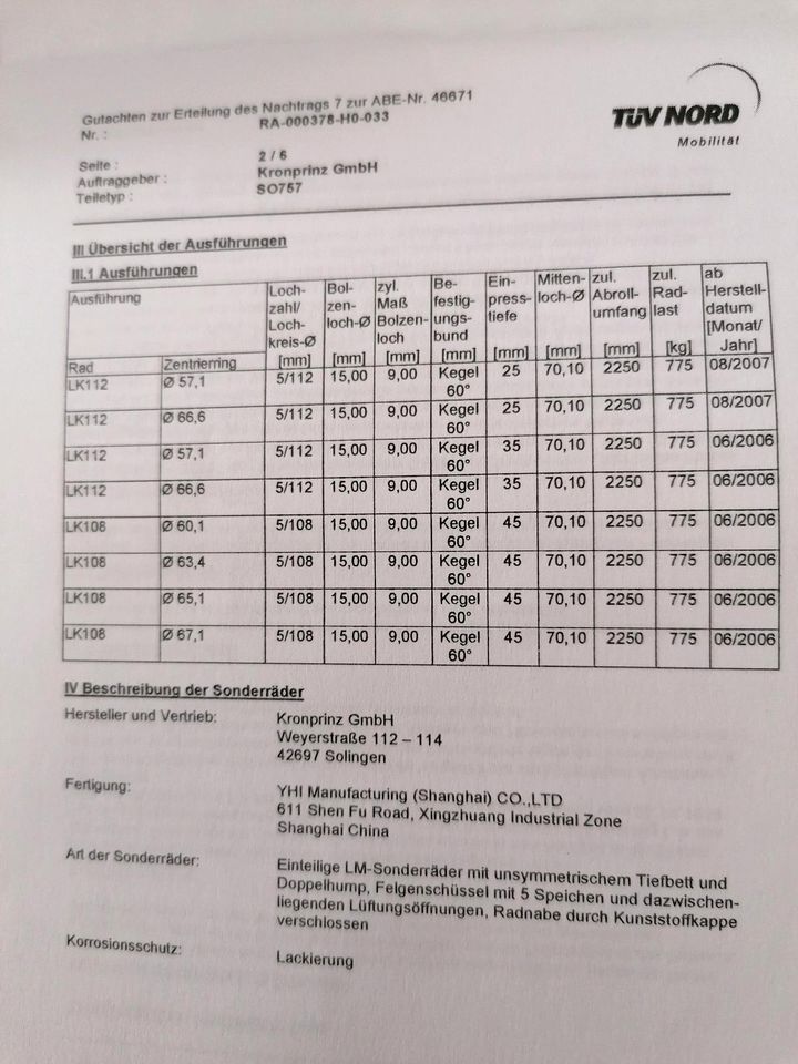 Alu-Felgen 5x112 ET25, 7,5x17, fast neu in Extertal