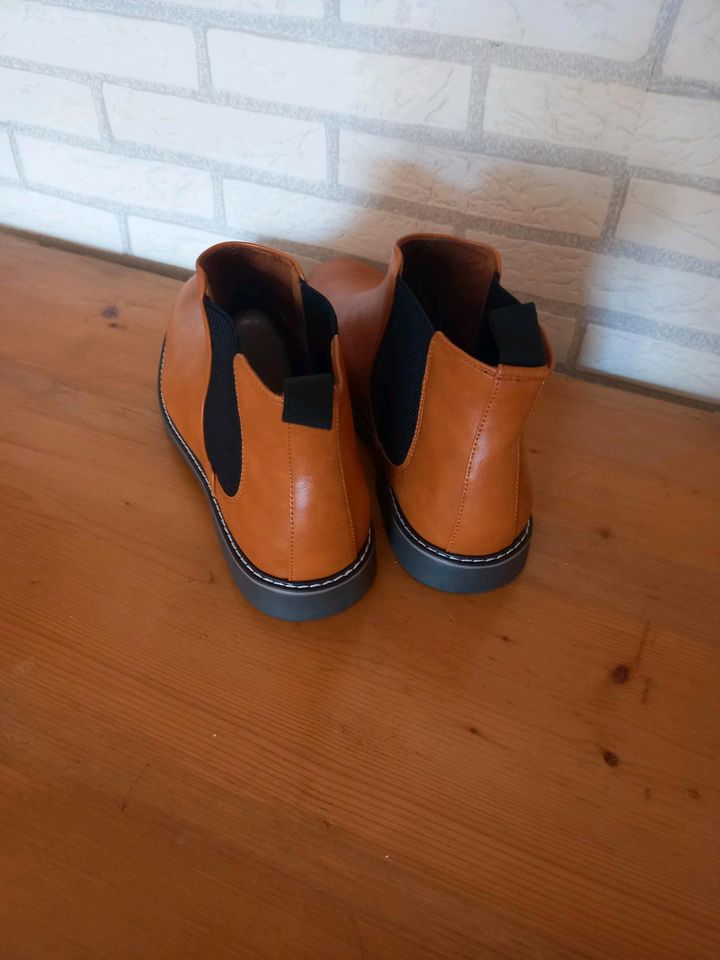 Herren- Schuhe ,Chelsea-Stiefel , Gr.45 , braun/cognac,  NEU in Löhne