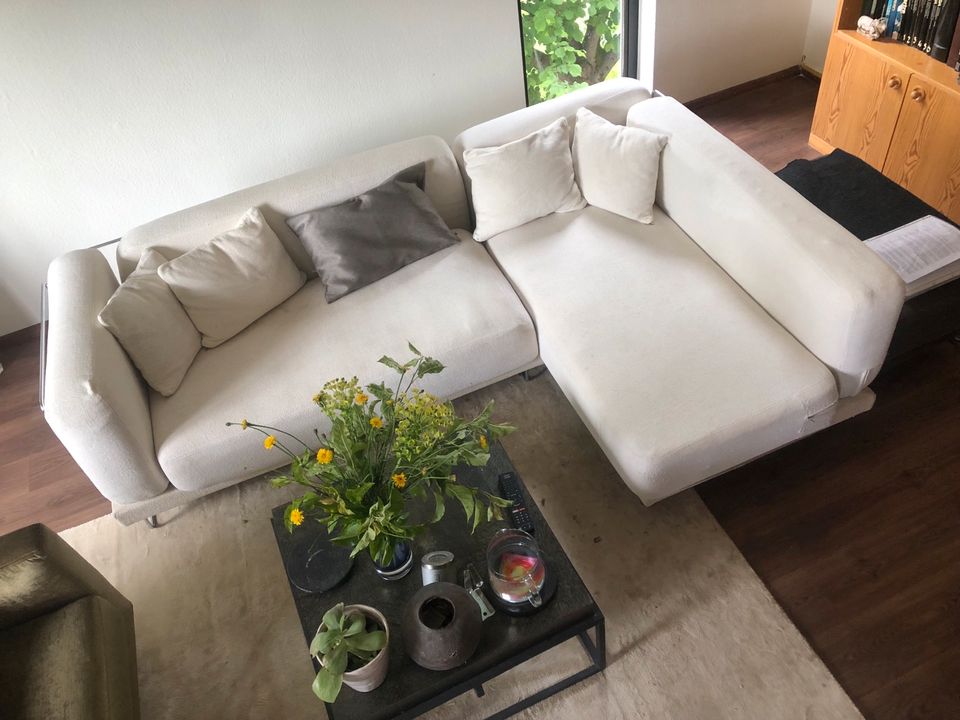 Weißes Sofa, Couch, Ecksofa, Ikea, Modular, mit Hocker, Metall in Sasbach