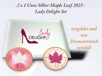 2 x 1 Unze Silber Maple leaf 2023 - Lady Delight Iced Out Edition Niedersachsen - Wittingen Vorschau