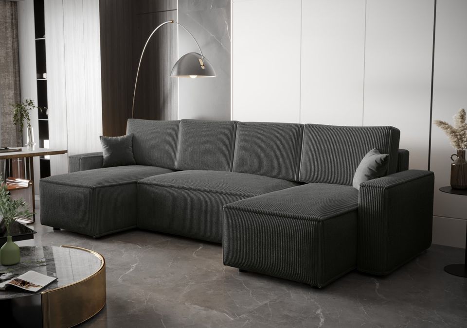 Ecksofa AMRO2 Wohnlandschaft Schlafsofa Cord Bettkasten Modern in Berlin