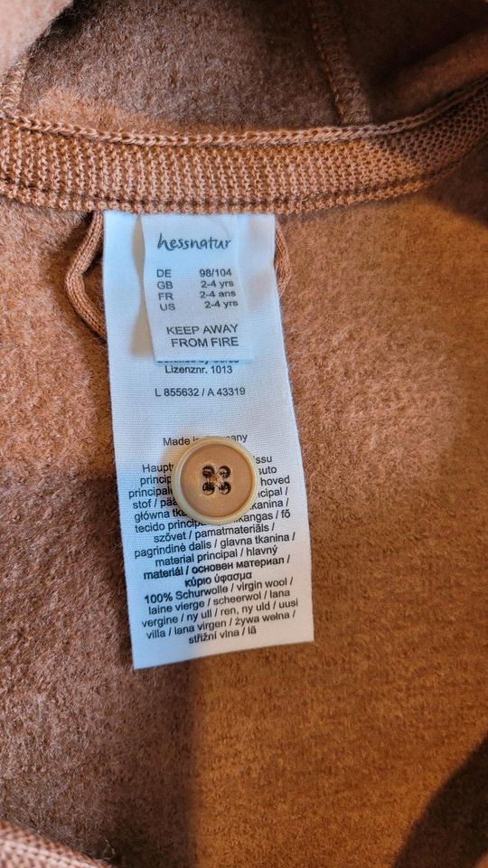 Hessnatur, 98/ 104 Wollwalk Jacke, Neu!, 100% Bio Schurwolle in Groß-Rohrheim