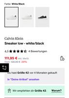 Neu Calvin Klein Sneaker low weiß/szchwarz. Niedersachsen - Braunschweig Vorschau
