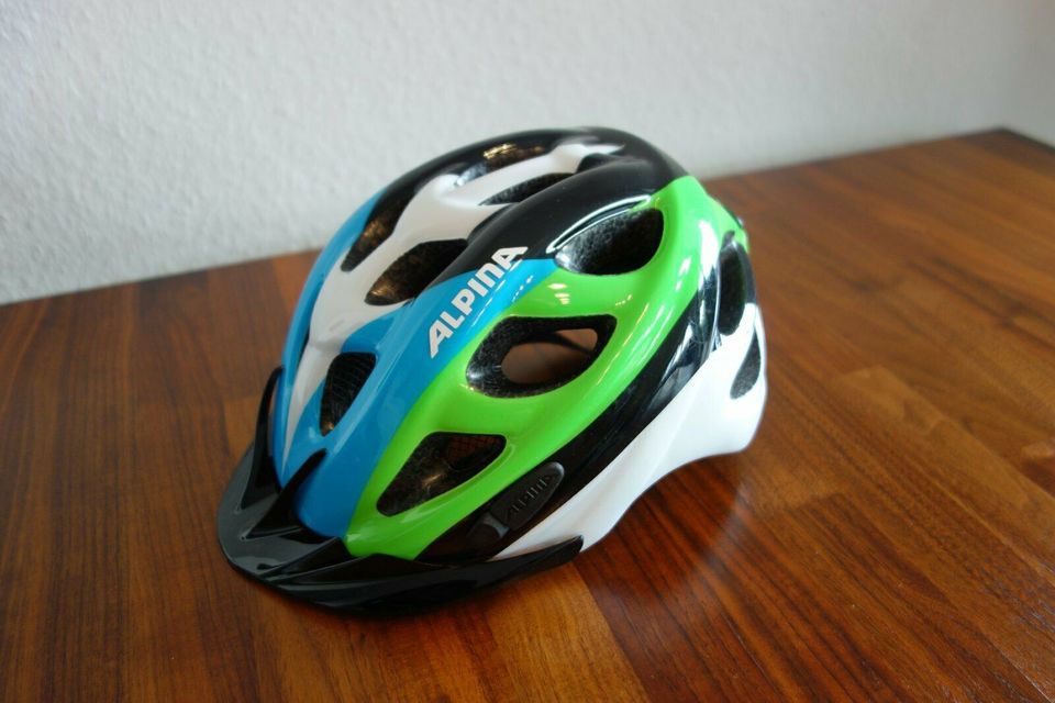 Kinder Fahrrad Helm Alpina Rocky 47-52 cm blau weiß grün in Neufra Hohenzollern
