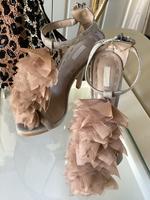 Zara Absatzsandalette Riemchen Velorsleder Tüll grau Rose Gr.36 Leipzig - Knautkleeberg-Knauthain Vorschau