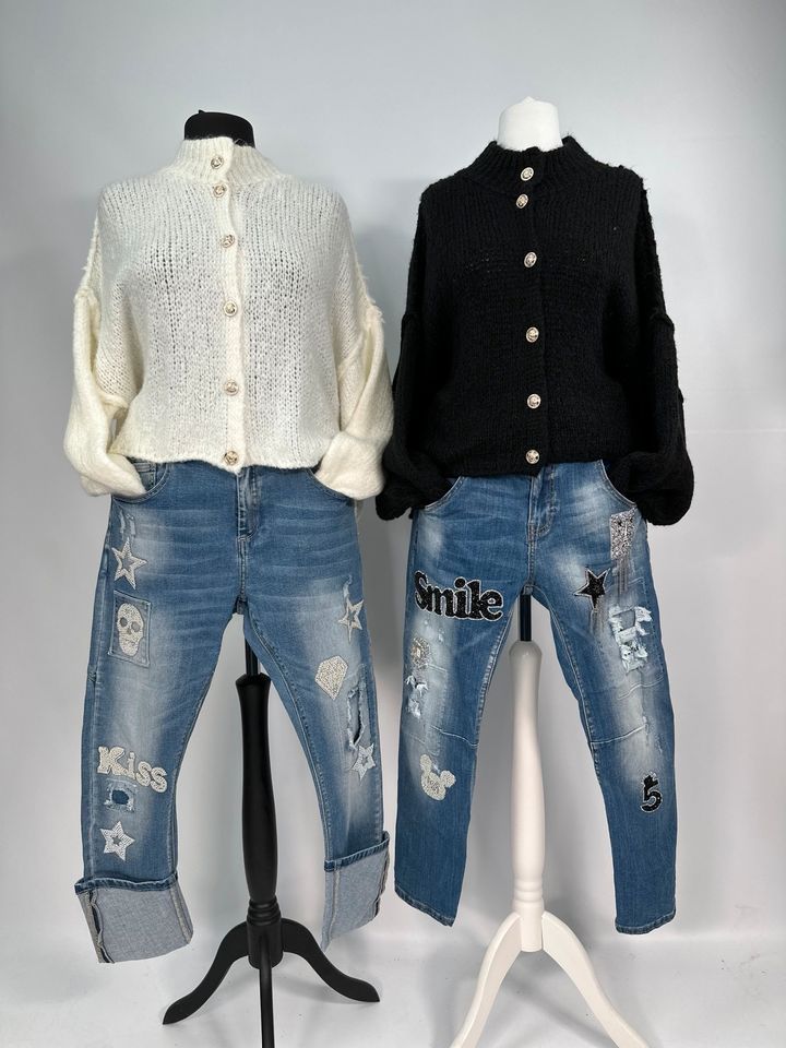 REDUZIERT DESIGNER Sexy Woman Hose Jeans Smile Glitzer Nieten in Mainz