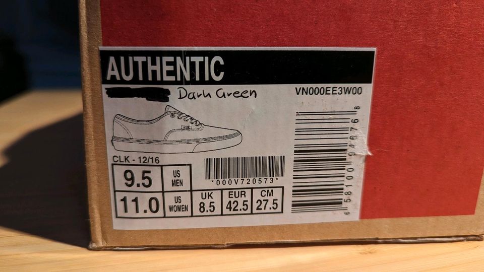 [Neu] Vans Authentic Dark Green 42 EU in Nürnberg (Mittelfr)