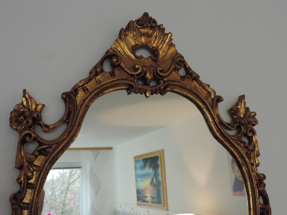 ✨ Antiker Goldener Wand Spiegel Barock ovaler Goldspiegel um 1900 in Hannover