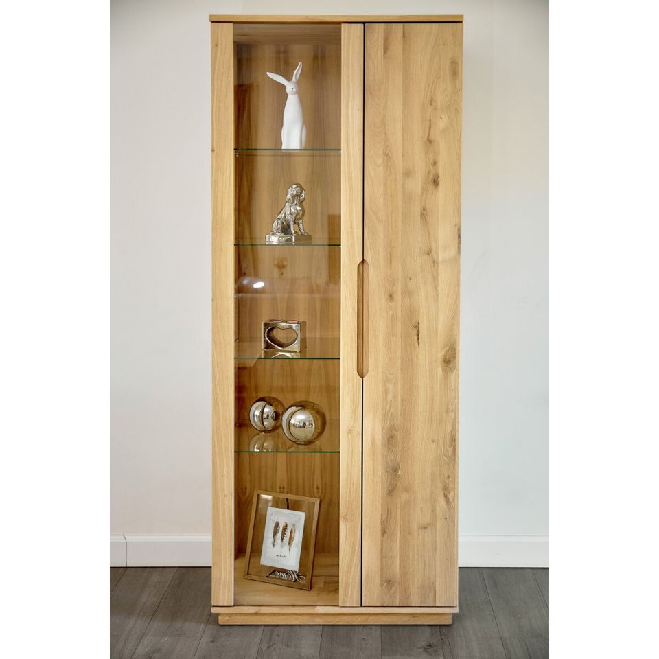 Vitrine Wildeiche Natur geölt Schrank Massivholz 205x80x42 in Karben