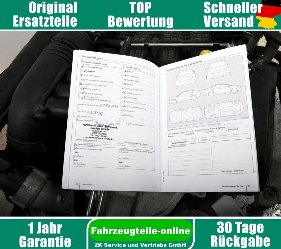 VW Skoda Seat Motor CHP CHPA 1.4 TSI 103kW Golf Komplett 127TKM S in Eilenburg