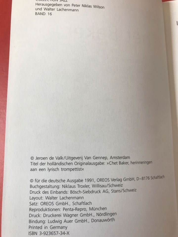 Jeroen de Valk Chet Baker, Lothar Lewien Chet Baker, Bücher Jazz in Lich