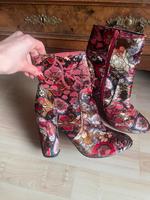 Stiefelette Ankle Boots Floral Samt Burgund Rot Paisley Boho München - Au-Haidhausen Vorschau