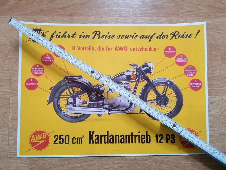 Simson AWO 425 Touren Poster Schweizer Export Reklame in Borken