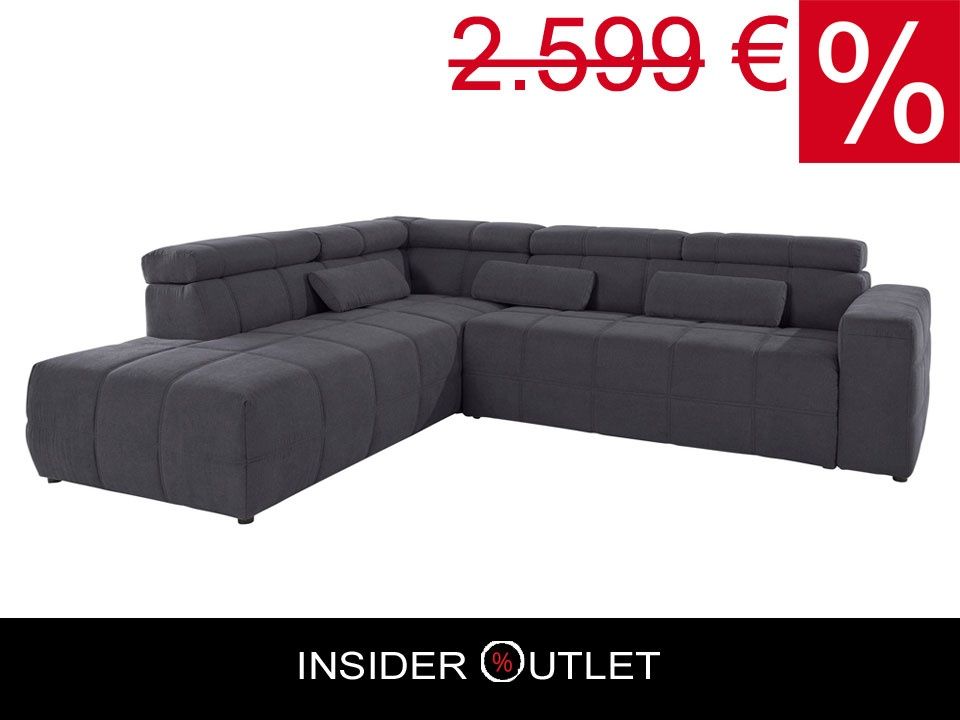 Ecksofa 277x228cm Grau Sitztiefenverstellung Brandon Couch Microf in Köln