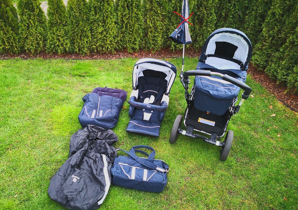 Emmaljunga Kinderwagen Super Nitro & City Wanne blau-navy / weiß in Schenefeld