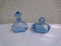 FIFTIES Frisiertisch-Set Flakon und Deckeldose Kristall-Glas blau Niedersachsen - Syke Vorschau