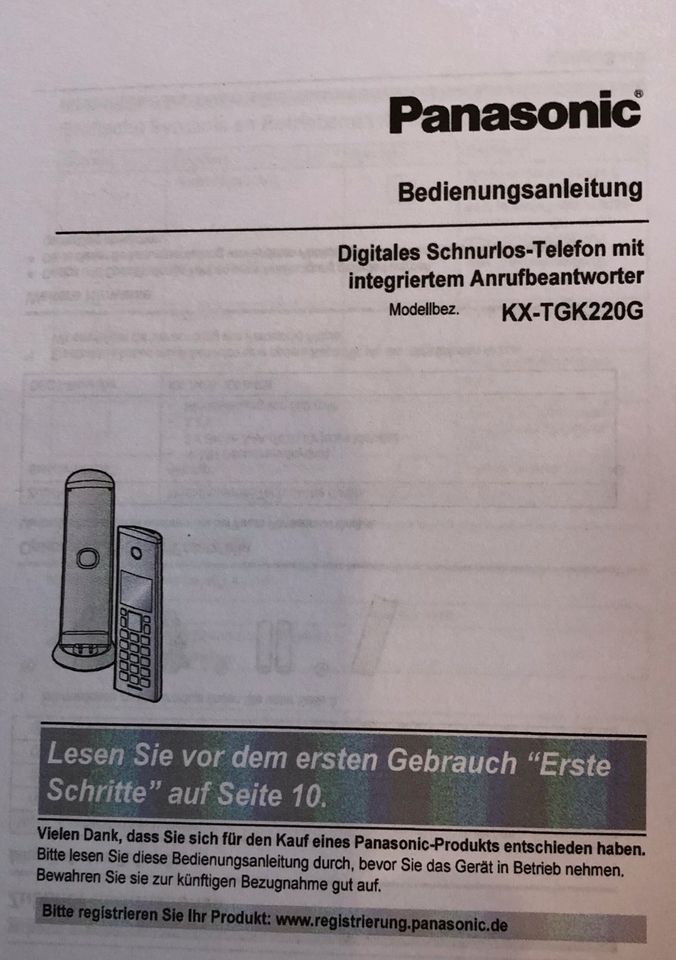 Panasonic Mobiltelefon KX- TGK220GM in Ribbesbüttel