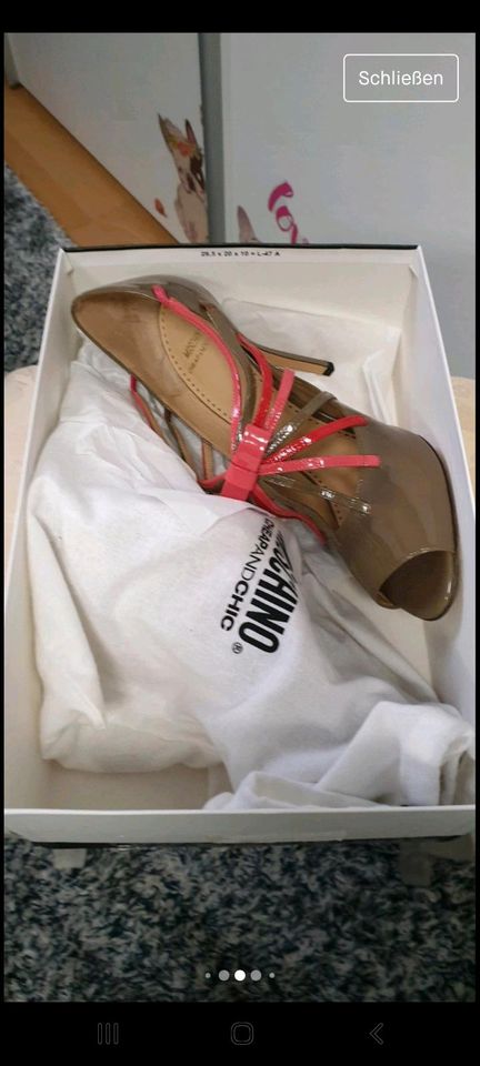 Moschino Peeptoe High Heels NEU Echtleder taupe pink Schleife 41 in Oranienbaum-Wörlitz