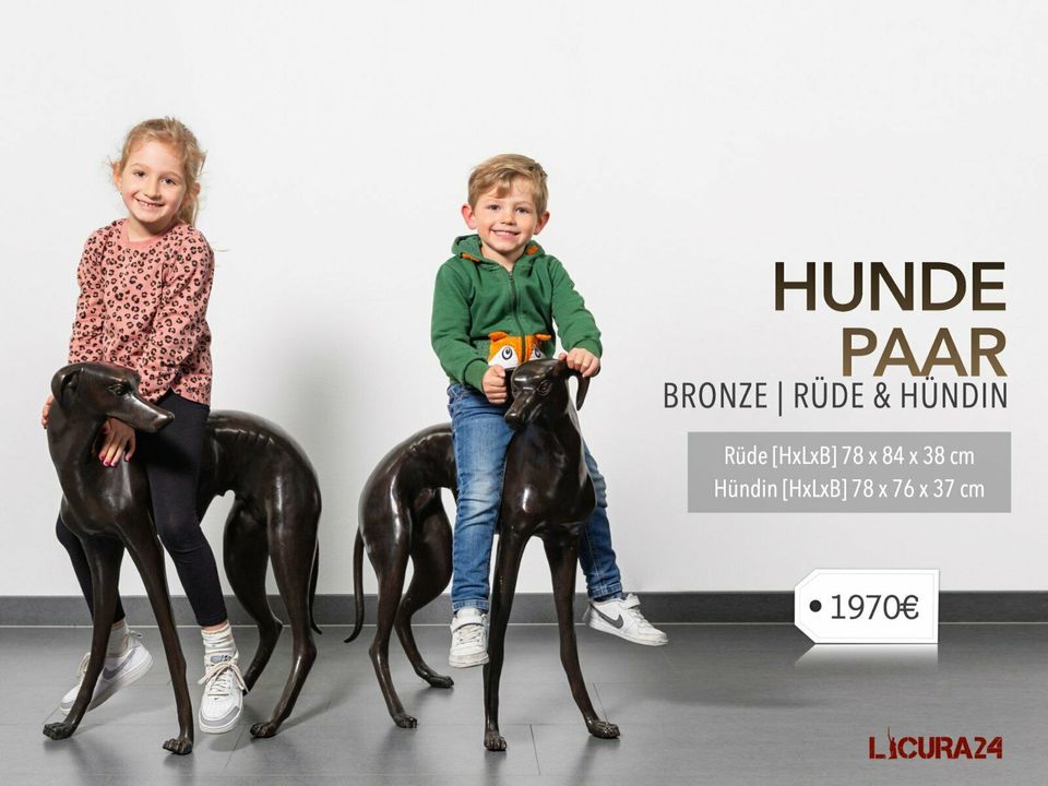 Bronze Skulptur Figur Hunde Paar Windhund Dog animal in Lage