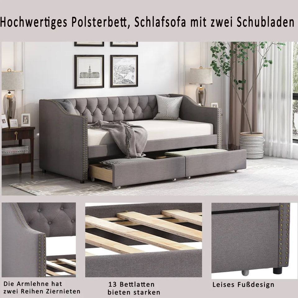 Sofabett Tagesbett Neu 90x200 Einzelbett Polsterbett Schubladen in Hamburg