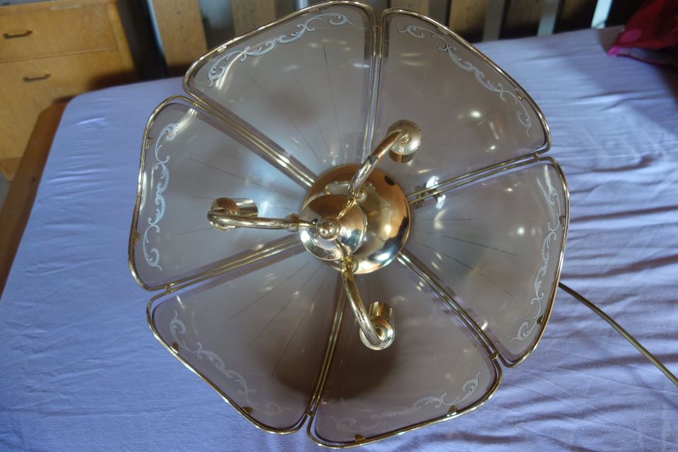 Hängelampe Pendelleuchte Deckenlampe Glas Metall vintage Blüte in Winterlingen