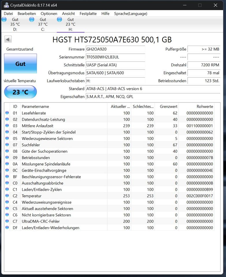 Festplatte HGST 500 GB HDD SATA 2,5 Zoll in Mönsheim