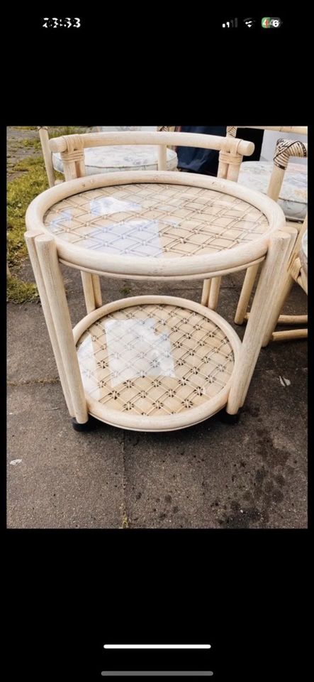 Wintergarten 7 Teilig Hochwertig Bambus Rattan Vintage 6 Sessel in Rodenberg