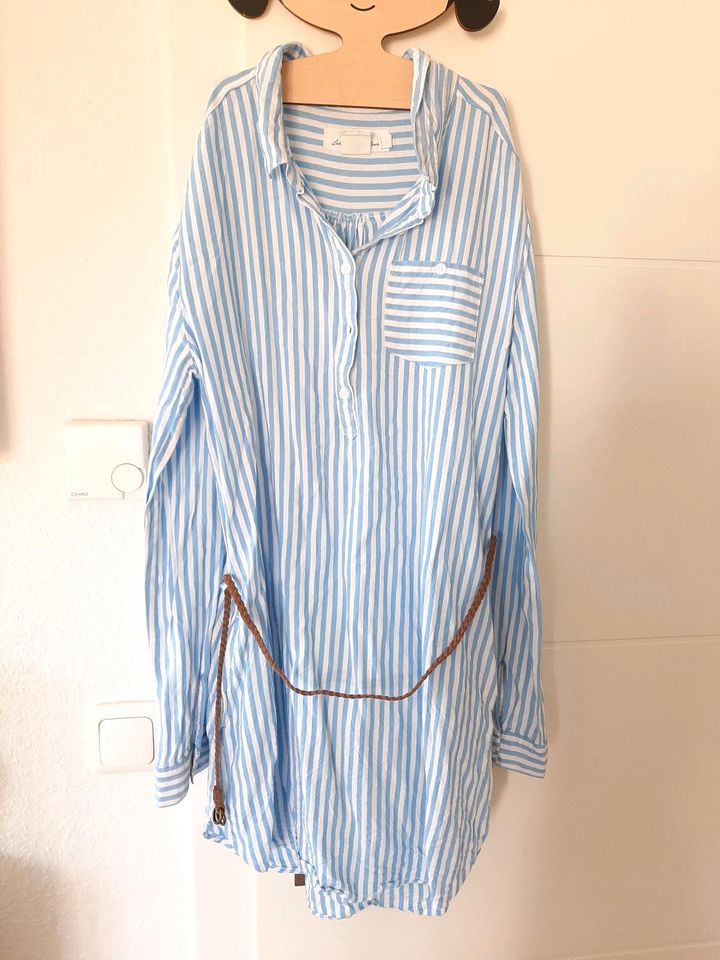 H&m Blusenkleid Kleid long Bluse blau weiß gestreift gr. 164 in Dorf Mecklenburg
