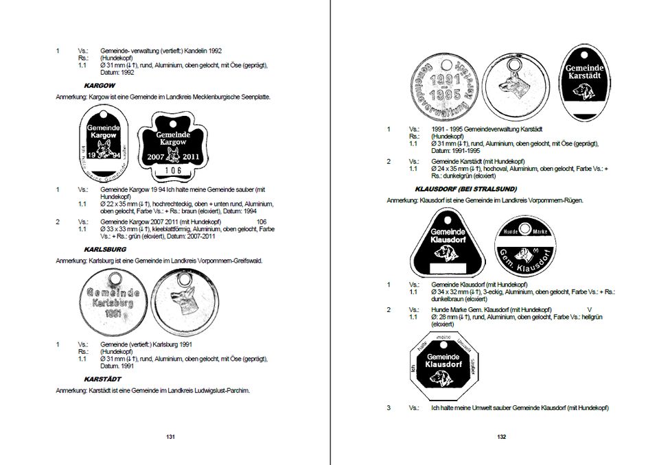 Hundesteuermarken Katalog Mecklenburg-Vorpommern Rene Drews 2024 in Schwerin