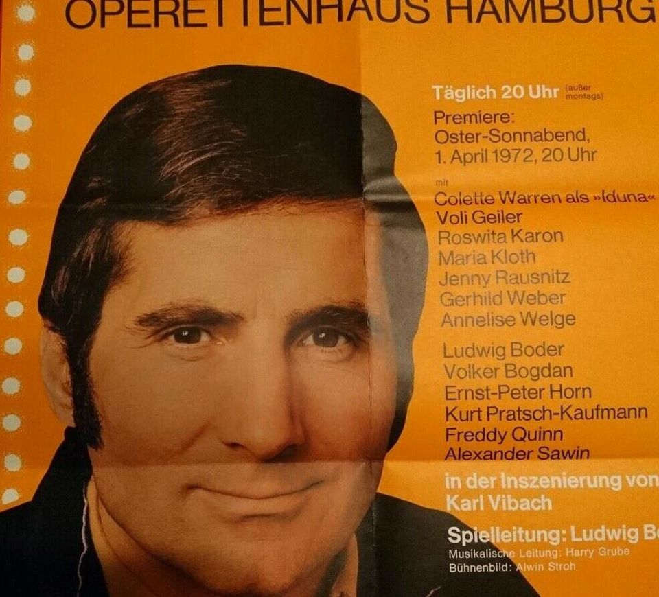 Freddy Quinn Plakat vom Musical " Feuerwerk" in Hamburg