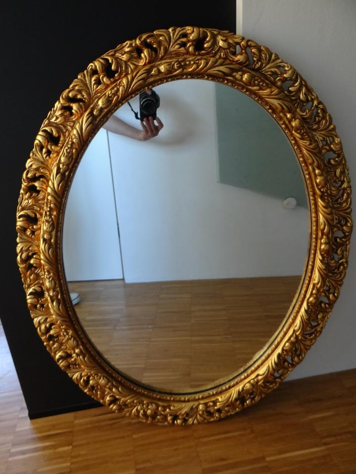 XXL schöner ovaler Wandspiegel Gold Barock Spiegel 98 x 78 in Langenargen