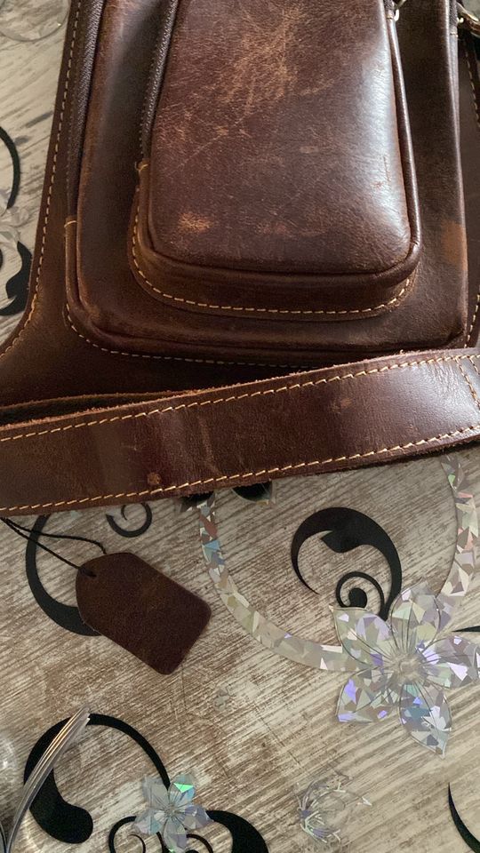 Herren Vintage Echtleder Schultertasche in Mannheim