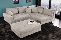 Modernes Ecksofa KENT 220cm greige Cord inkl. Hocker Federkern L-Form Wohnlandschaft Riess-Ambiente Hamburg Barmbek - Hamburg Barmbek-Süd  Vorschau