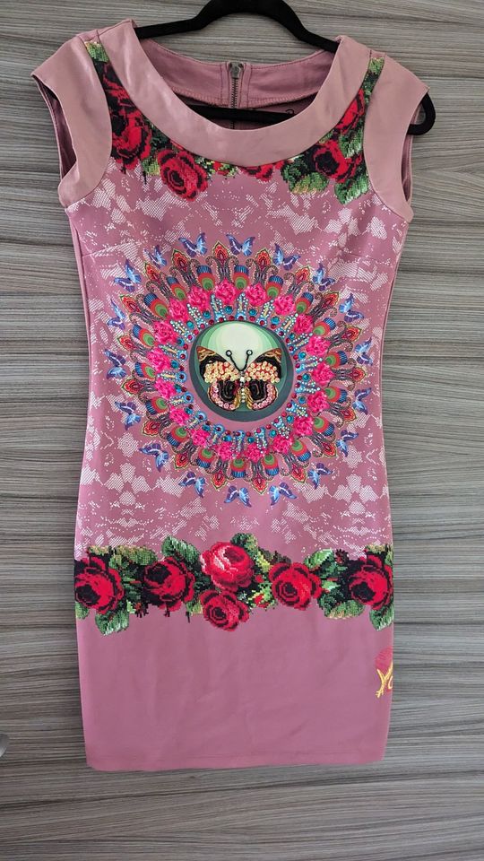 Rosa Sommerkleid Gr. S/M Verziertes Kleid Kunstlederabsatz 38 You in Lage