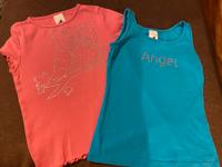 2 T Shirts, Glitzersteinchen, 104, Eule und Angel, T Shirt Brandenburg - Hennigsdorf Vorschau
