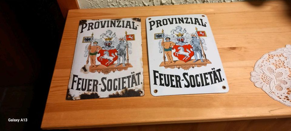 Emailleschilder Provinzial ca.1930 und Retro ca.1980 in Petershagen