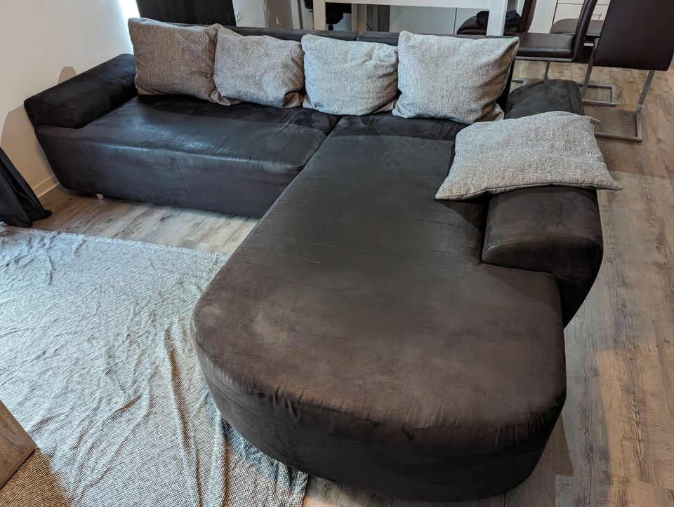 Couch Couchgarnitur schwarz Stoffbezug mit Longchair 280x200cm in Dortmund