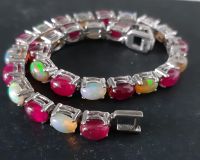 Schöne silber Armband 925 mit Echtem Opal und Echte Rubin Steinen Wandsbek - Steilshoop Vorschau