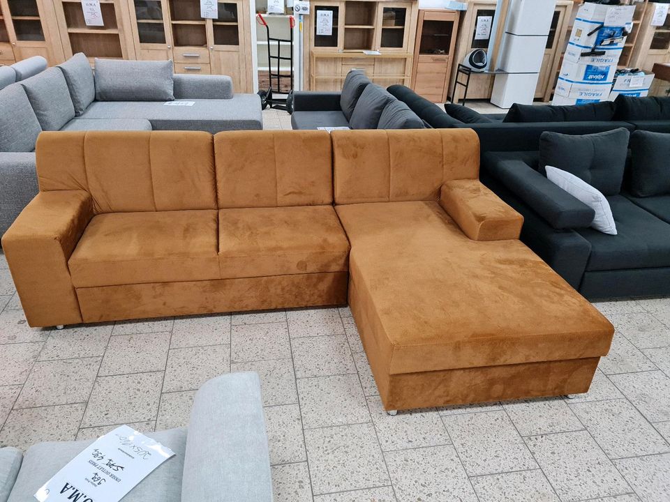 Sofa Couch Ecksofa Schlafsofa Bettkasten Samt Möbel UVP 1389€ in Herbstein
