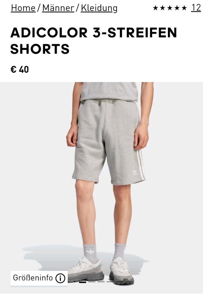 Adidas Adicolor Drei-Streifen Shorts S/M Herren grau Originals in München
