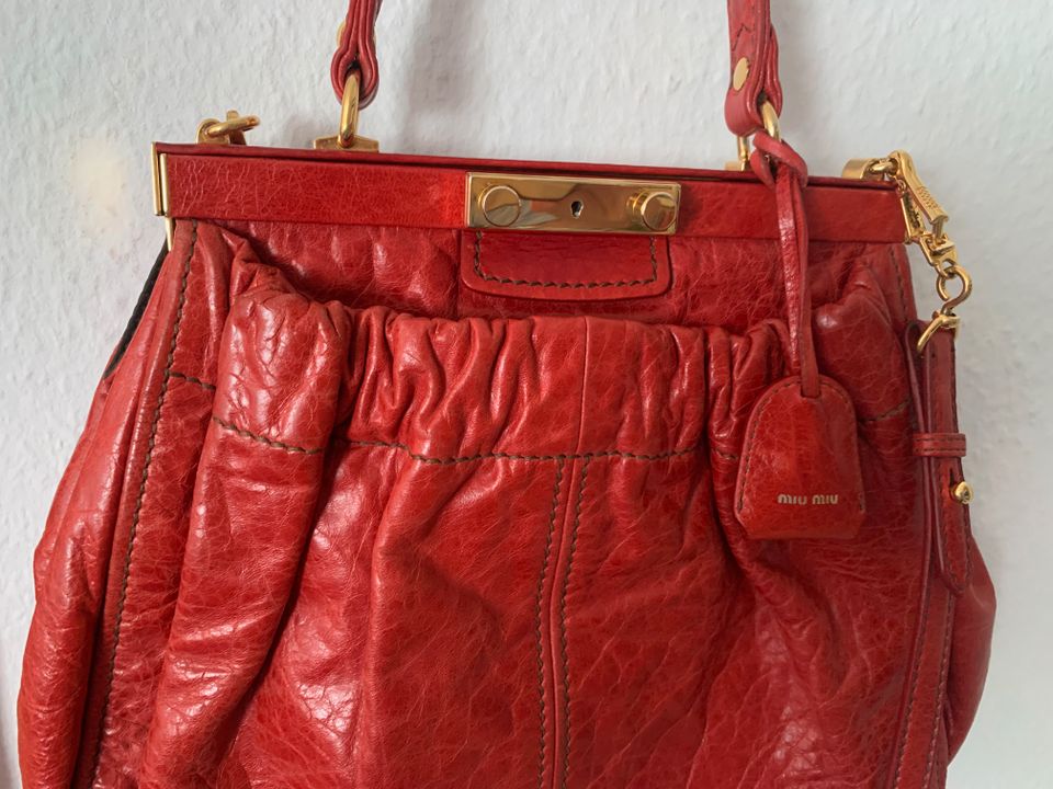 Miu Miu Tote Bag, Handtasche Rot, Echt Leder, Sehr guter Zustand in Wegberg