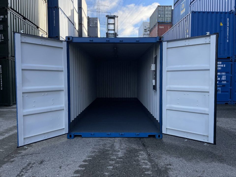 MIT STAHLFUSSBODEN + LICHT  20 Fuß ONE WAY NEU Lagercontainer mit STAHLFUSSBODEN und LICHT / Seecontainer / Materialcontainer RAL 5010 in Hamburg