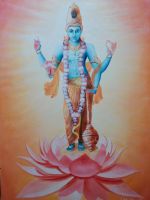 Original Gemälde Krsna Visnu Hinduismus Indien Gott Bayern - Burgau Vorschau